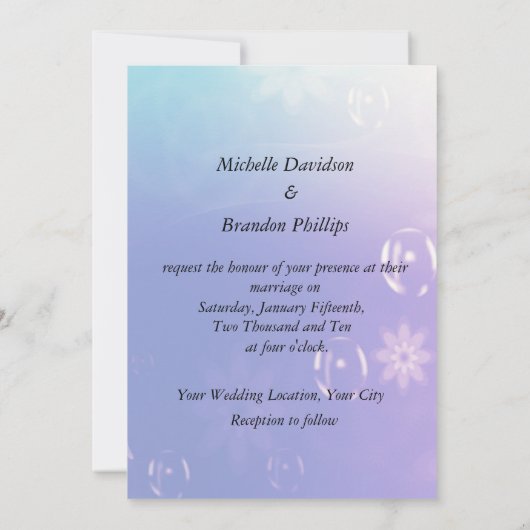 Faire-part de mariage pourpre bleu de fleur (Dos)