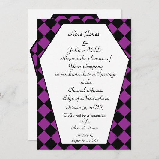 Faire-part de mariage (pourpre) de bois d'ébène de (Devant / Derrière)