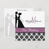 Faire-part de mariage pourpre de couples de (Devant / Derrière)