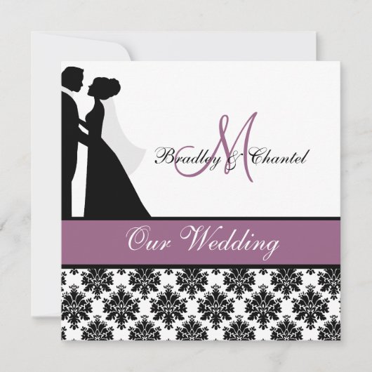 Faire-part de mariage pourpre de couples de (Devant)