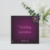 Faire-part de mariage pourpre de fleur (Debout devant)