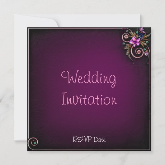 Faire-part de mariage pourpre de fleur (Devant)