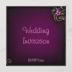 Faire-part de mariage pourpre de fleur