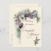 Faire-part de mariage pourpre de pensées (Devant / Derrière)