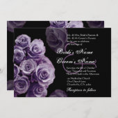 Faire-part de mariage pourpre de roses métallique (Devant / Derrière)