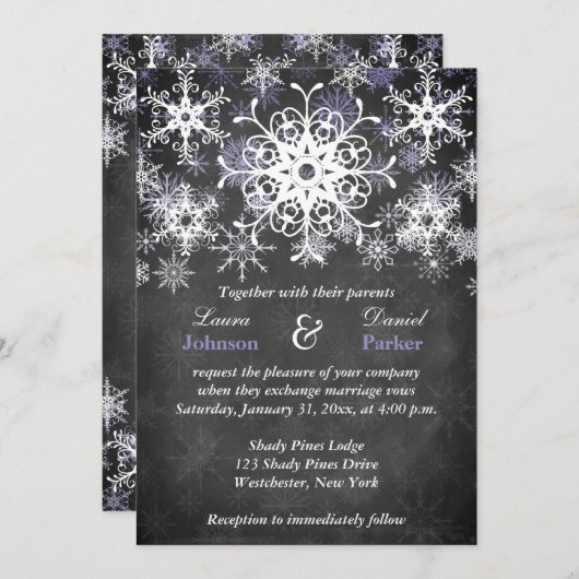 Faire-part de mariage pourpre de style de tableau (Devant / Derrière)