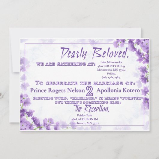 Faire-part de mariage pourpre - "Dearly Beloved" (Devant)