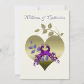 Faire-part de mariage pourpre d'inséparables de (Devant)