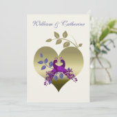 Faire-part de mariage pourpre d'inséparables de (Debout devant)