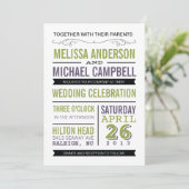 Faire-part de mariage pourpre et vert de (Debout devant)