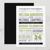 Faire-part de mariage pourpre et vert de (Devant / Derrière)