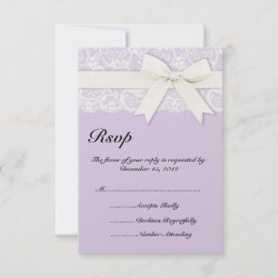 Faire-part de mariage pourpre lilas de dentelle