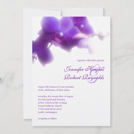 Faire-part de mariage pourpre orchidée (Devant)