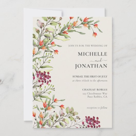 Faire-Part de Mariage Prairie de Fleurs Sauvages - (Devant)