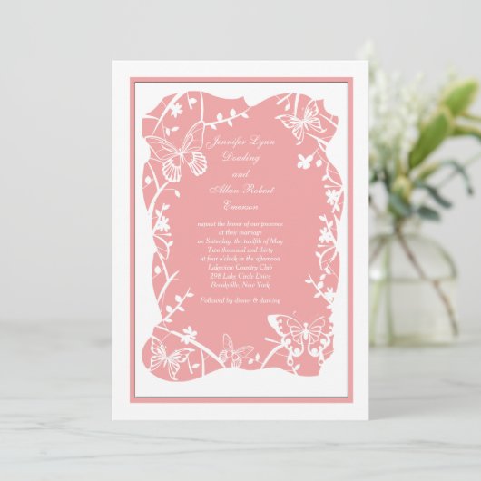 Faire-part de mariage Prairie Papillon (Debout devant)