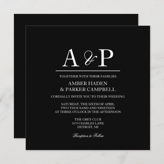 Faire-part de mariage| Premier (Devant / Derrière)