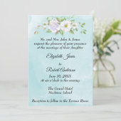 Faire-part de mariage printanier avec fleurs de ma (Debout devant)