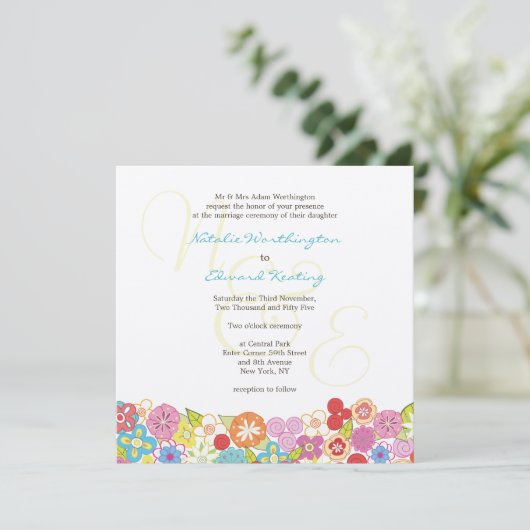 Faire-part de mariage printemps été Monogramme (Debout devant)