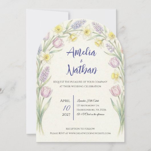 Faire-part de mariage Printemps Éveillé (Devant)