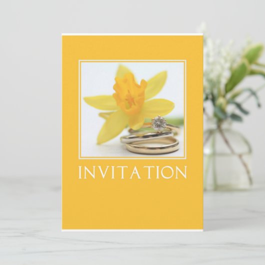 faire-part de mariage printemps jonquille jaune (Debout devant)
