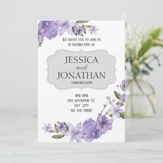 Faire-part de mariage Printemps Violet (Debout devant)