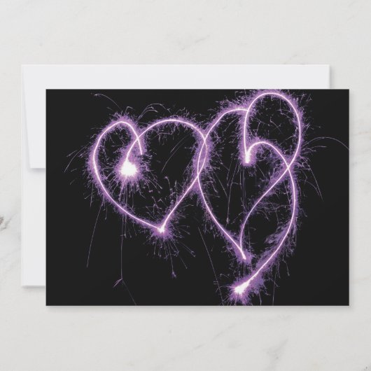 Faire-part de mariage Purple Two Hearts Sparklers (Dos)