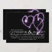 Faire-part de mariage Purple Two Hearts Sparklers (Devant / Derrière)