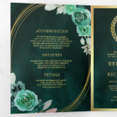 Faire-part de mariage QR Code Roses Vert Émeraude (Intérieur en premier)