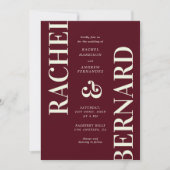 Faire-part de mariage QR Code typographique Burgun (Devant)