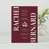 Faire-part de mariage QR Code typographique Burgun (Debout devant)