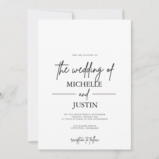 Faire-part de mariage QR noir blanc (Devant)