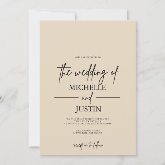 Faire-part de mariage QR Tan Beige (Devant)