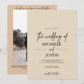 Faire-part de mariage QR Tan Beige (Devant / Derrière)