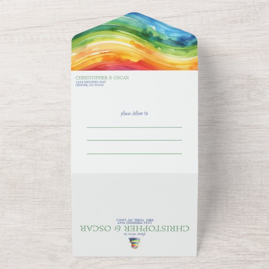 Faire-part de mariage Rainbow Cake (Dehors)