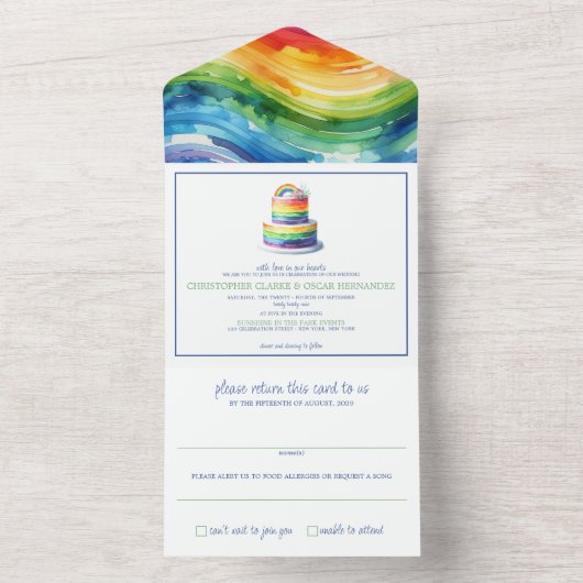 Faire-part de mariage Rainbow Cake (À l'intérieur)