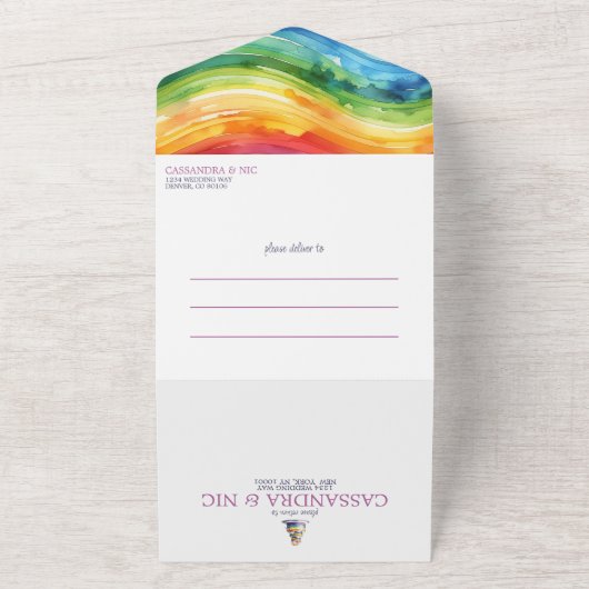 Faire-part de mariage Rainbow Cake (Dehors)