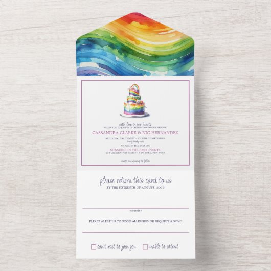 Faire-part de mariage Rainbow Cake (À l'intérieur)