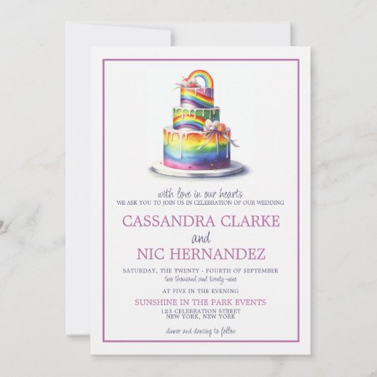 Faire-part de mariage Rainbow Cake (Devant)