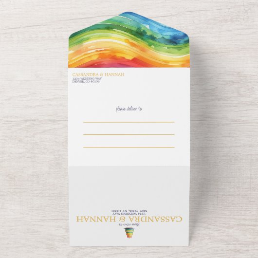 Faire-part de mariage Rainbow Cake (Dehors)