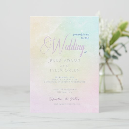 Faire-part de mariage Rainbow Pastel Abstrait mode (Debout devant)