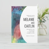 Faire-part de mariage Rainbow Watercolor moderne (Debout devant)