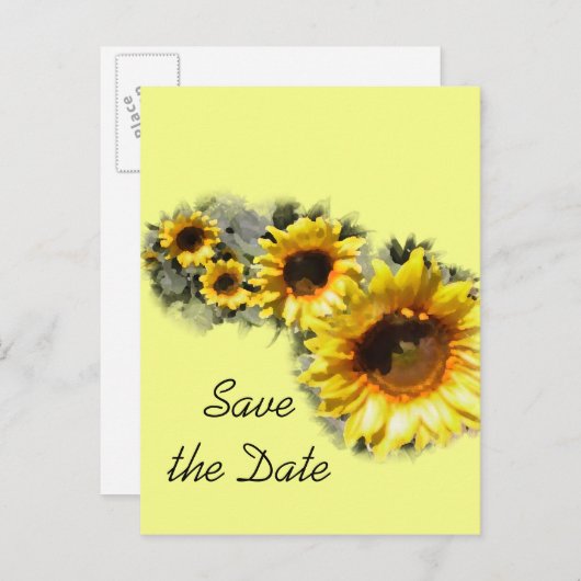 Faire-part de mariage Rangée de Tournesols (Devant / Derrière)