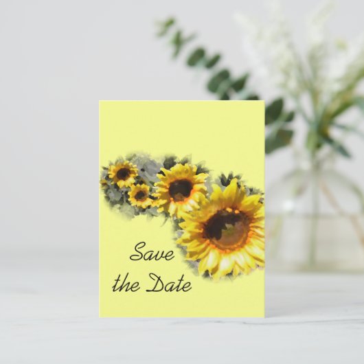 Faire-part de mariage Rangée de Tournesols (Debout devant)