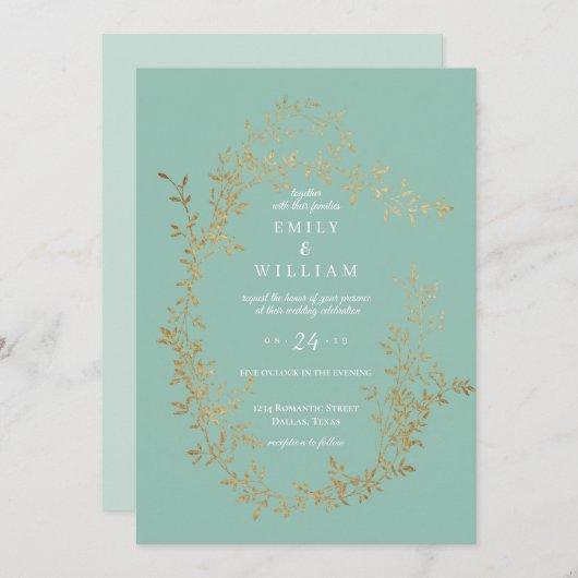 Faire-part de mariage rare Turquoise (Devant / Derrière)