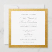 Faire-part de mariage rayé avec feuille dorée et b (Dos)
