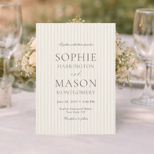Faire-part de mariage rayé beige neutre
