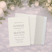 Faire-part de mariage rayé beige neutre