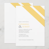 Faire-part de mariage rayé jaune et gris (Devant / Derrière)