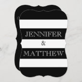 faire-part de mariage rayé noir et blanc (Devant / Derrière)