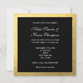 Faire-part de mariage rayé noir et blanc et feuill (Dos)